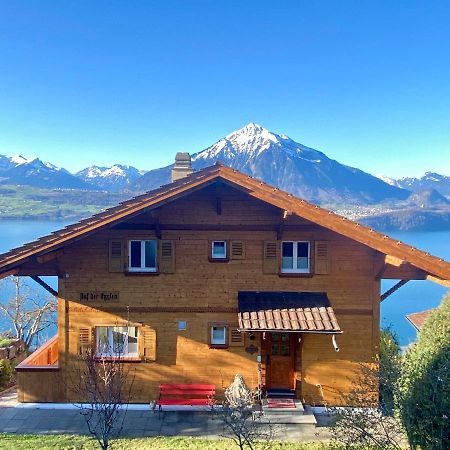 Chalet Egglen "Typical Swiss House, Best Views, Private Jacuzzi" Sigriswil Bagian luar foto