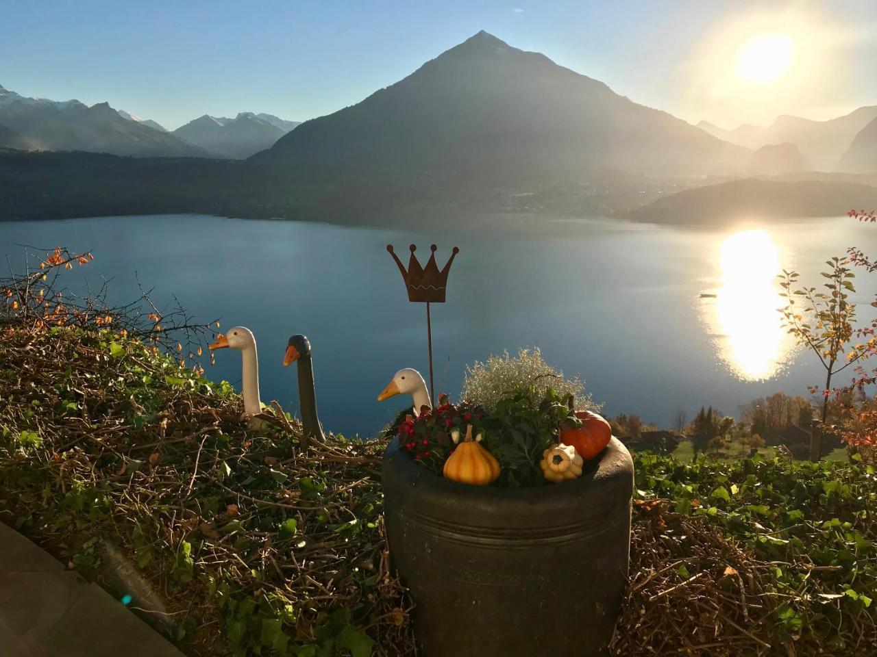 Chalet Egglen "Typical Swiss House, Best Views, Private Jacuzzi" Sigriswil Bagian luar foto