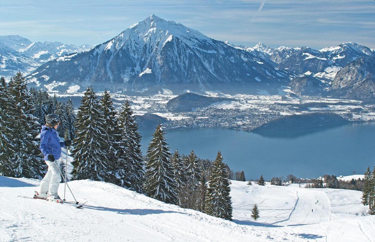 Chalet Egglen "Typical Swiss House, Best Views, Private Jacuzzi" Sigriswil Bagian luar foto